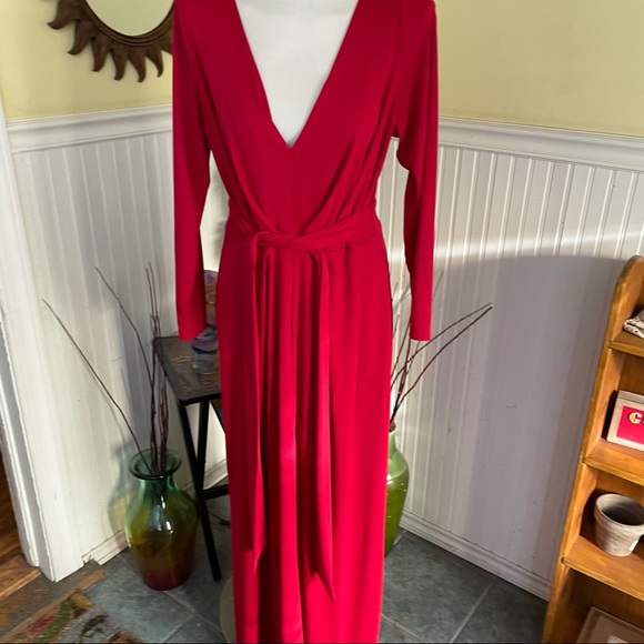 ASOS Dresses & Skirts - ASOS sz 20 red dress knit stretchy with belt NWT